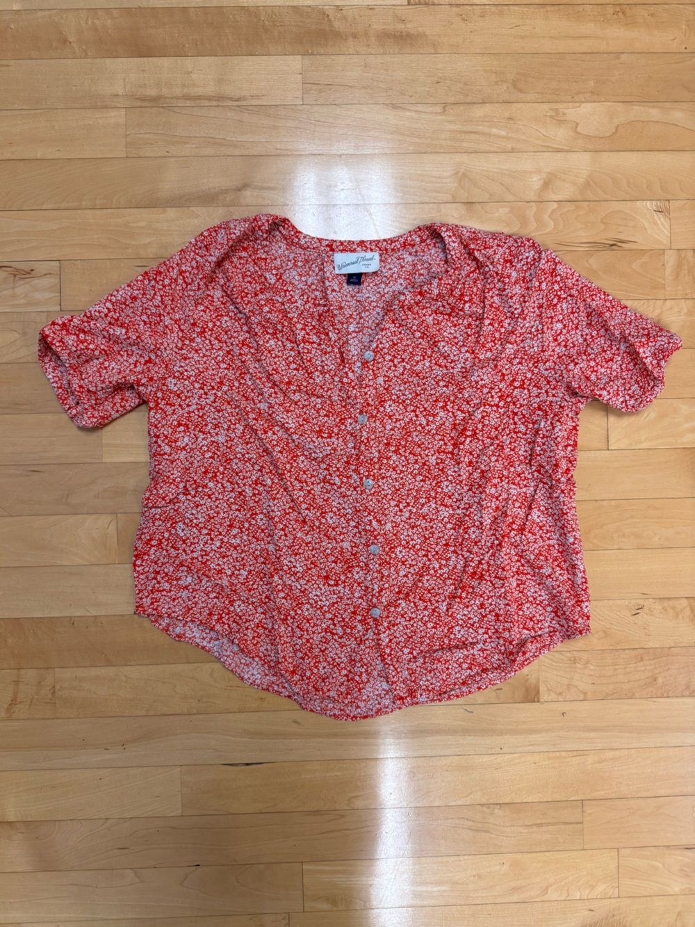 JGoods Red and White Floral Button-Front Cardigan